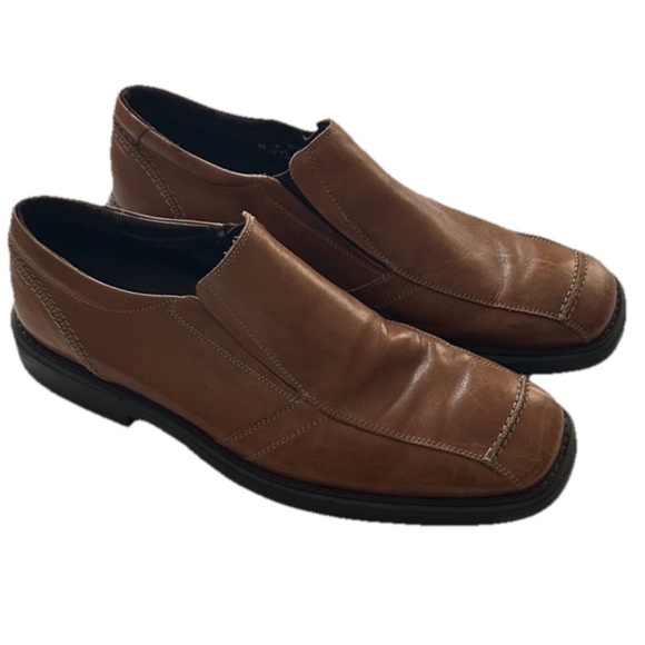 Bostonian‎ Italy Mens Size 11.5 Brown Leather Slip On Square Toe Comfort Loafers - Picture 1 of 10